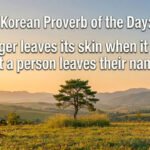 Korean proverb of the day: “A tiger leaves its skin when it dies, but a person leaves their name” |