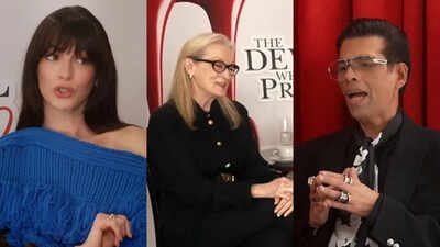 Meryl Streep approves of Karan Johar’s Rs 1.25 lakh shoes as he chats with her and Anne Hathaway ahead of 'The Devil Wears Prada 2' | Hindi Movie News