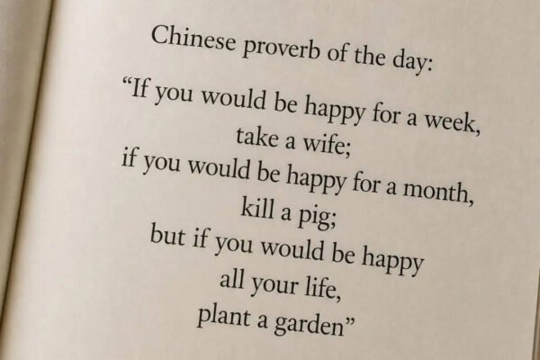 “If you would be happy for a week, take a wife; if you would be happy for a month, kill a pig; but if you would be happy all your life, plant a garden”