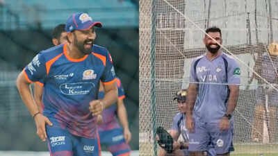 ‘Kya middle stump udaya bey’: Rohit Sharma’s funny Eden act leaves MI, KKR in splits