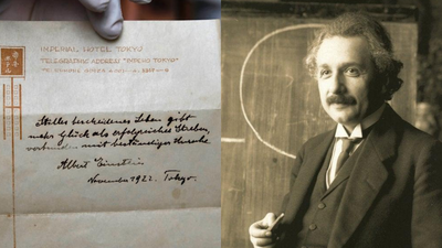 Albert Einstein’s theory of happiness: He had no cash for a tip, so he gave a note instead which sold for $1.56 million |