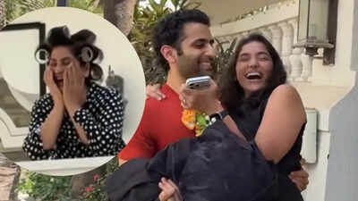 Archana Puran Singh cheers on, as son Aayushmaan Sethi's girlfriend has now moved in with the family, he carries her in his arms | Hindi Movie News