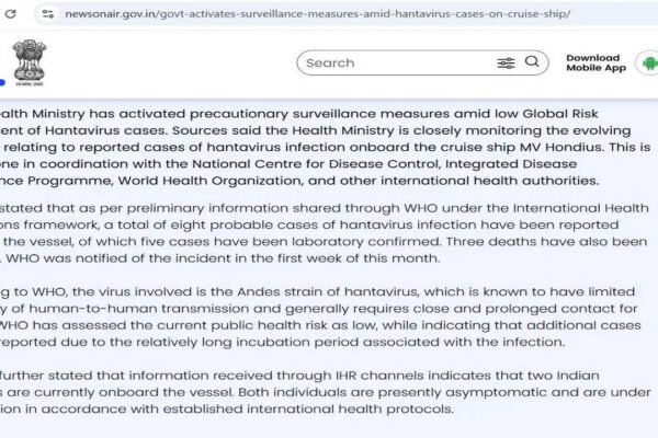 Hantavirus India: Hantavirus Alert: India’s Union Health Ministry activates precautionary surveillance; what travellers need to know