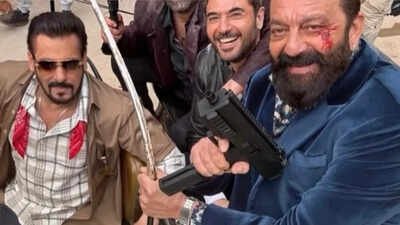 Salman Khan and Sanjay Dutt goof around on '7 Dogs' sets as they reunite for international film- PICS |