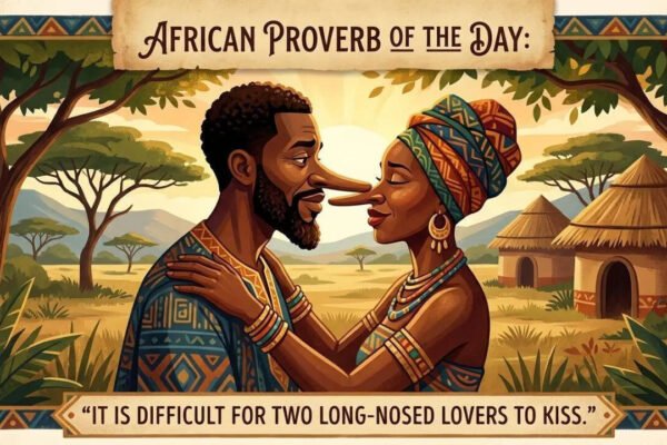 African proverb of the day: “It is difficult for two long-nosed lovers to kiss.” |