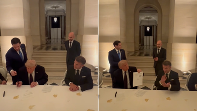 On cam: Donald Trump signs US-Iran peace deal MoU during dinner with Macron at G7 in Versailles, says 'this was not easy'