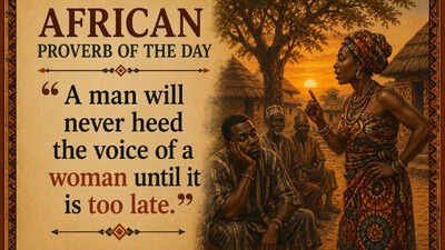 African proverb of the day: “A man will never heed the voice of a woman until it is too late.” |