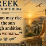 Greek proverb of the day: “A man may rise like the sun through ambition, but a woman...” |