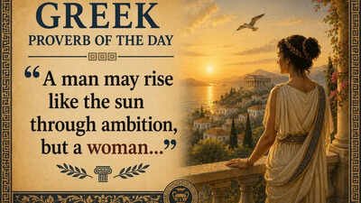 Greek proverb of the day: “A man may rise like the sun through ambition, but a woman...” |