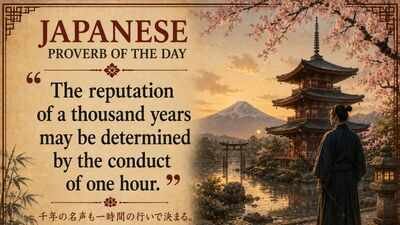 Japanese proverb of the day: "The reputation of a thousand years may be determined by the conduct of one hour" and a lesson in reputation, character and self-control