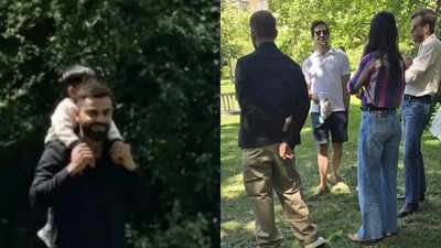 Virat Kohli carries Akaay on his shoulders during UK park outing with Anushka Sharma, fans can't get enough as the adorable PICS go viral |