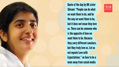 Bk Sister Shivani Quotes: Quote of the day by BK sister Shivani: “People can do what we want them to do, and be the way we want them to be, but it does not mean they love us. There can be someone who is the opposite of how we want them to be. Because they carry different sanskars, but they truly love us. Let us not equate Love with Expectations.”