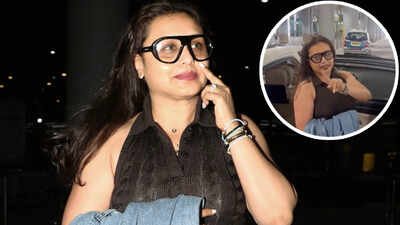 Rani Mukerji gets into protective mom mode at airport; checks paparazzi's camera for daughter Adira's pics: 'Bache nahi aa gaye na?'﻿ |