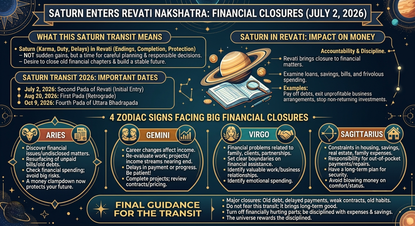 Saturn Transit Revati: 4 Zodiac Signs Facing Big Financial Closures This Month