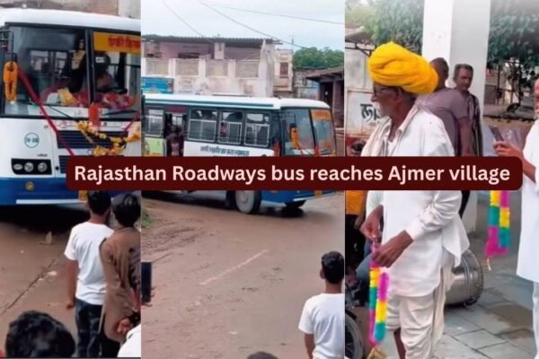 After nearly 80 years, Rajasthan Roadways bus reaches Ajmer village for the first time; residents celebrate in rain with drums and dance