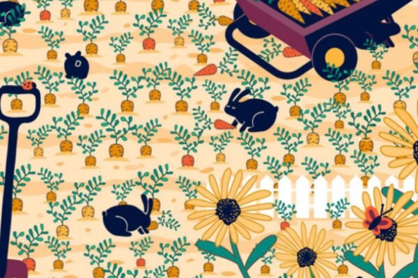 Find the diamond ring hidden among piles of carrots and bunnies; You are a genius if you spot it in a minute!