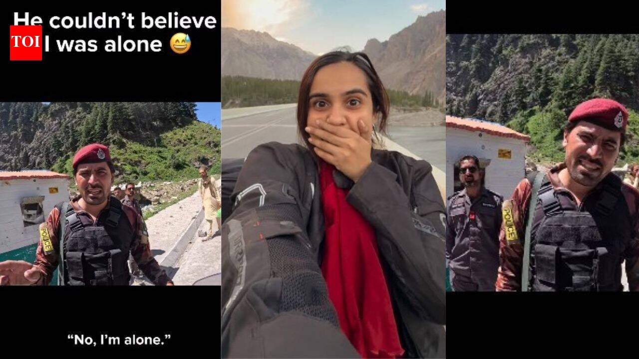 "Darr nahi lagta, akeli ghoomti ho?" A Pakistan border officer is left stunned after learning the woman biker has been travelling solo across the country for a month |