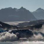Scientists aboard RRS Sir David Attenborough watched a 1km-wide, 100m-thick section of Greenland’s Sorgenfri glacier break away, weighing an estimated 18 million tonnes