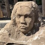 A San Francisco man was digging in his backyard when his shovel hit something hard; he unearthed a 150-pound limestone sculpture and nobody knows who made it