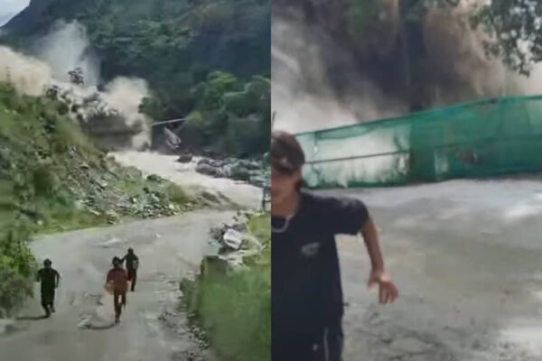 Nepal-Tibet flash flood: Terrifying video shows man filming wall of floodwater rushing straight towards him