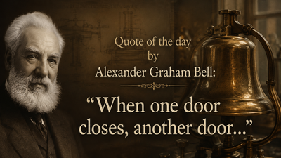 Quote of the day by Alexander Graham Bell: "When one door closes, another door..." is a reminder to embrace new beginnings |