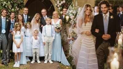 Imran Khan’s ex-wife Jemima Goldsmith wore a strapless Oscar de la Renta dress with a crystal veil for second wedding with Cameron O'Reilly