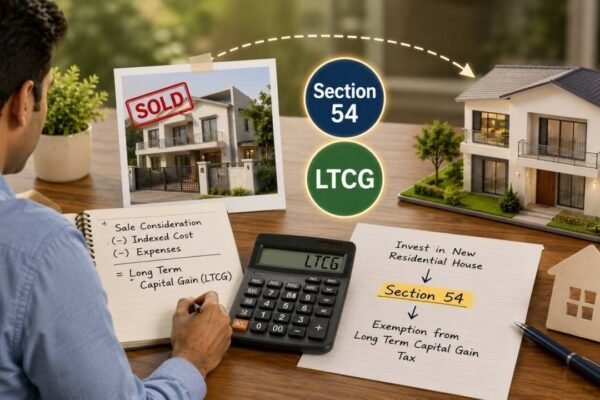 Sold a property funded entirely by you but jointly owned with your wife? You may claim 100% Section 54 LTCG exemption on a new home in your name; what your wife should report in her ITR