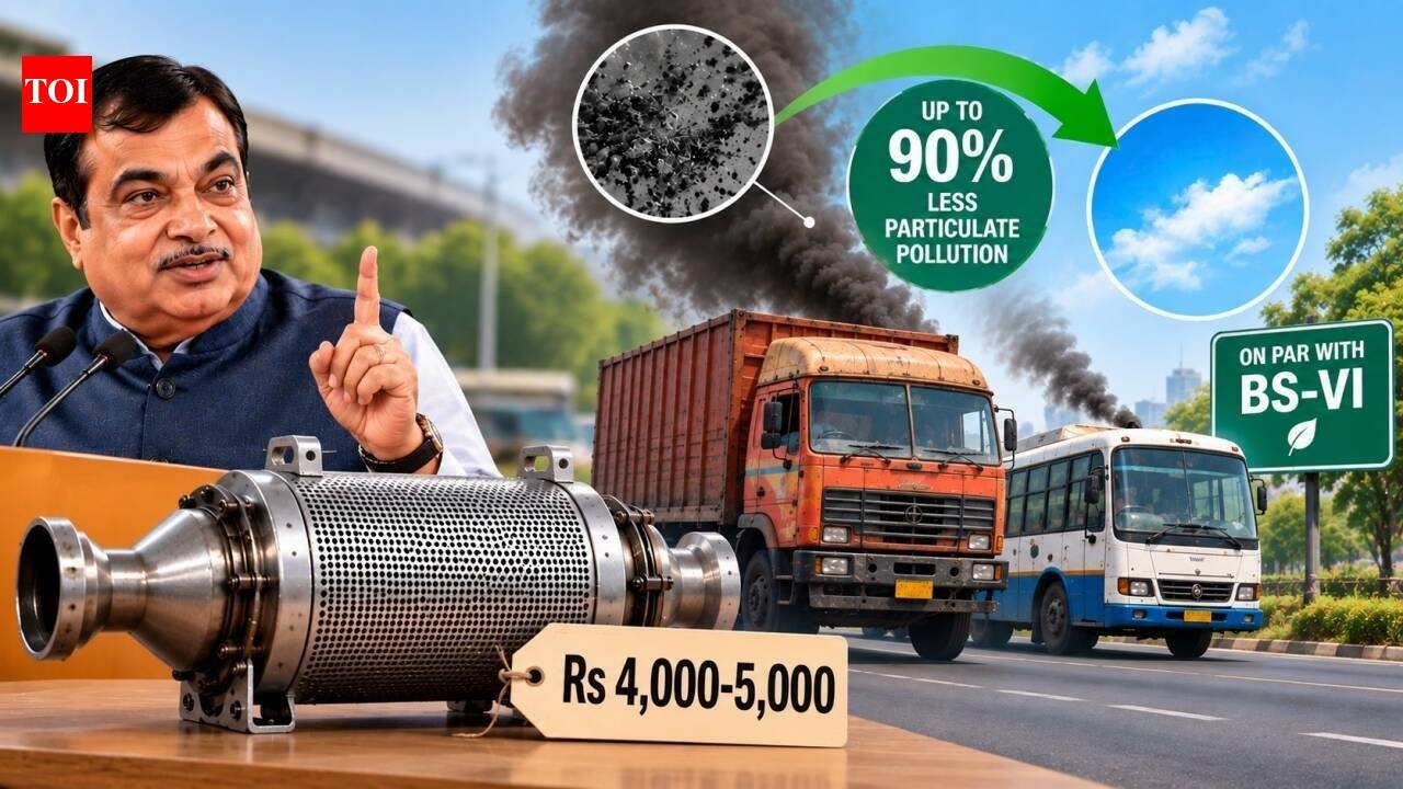 Gadkari says govt will allow Rs 5,000 IIT-Delhi innovation to be retrofitted for old diesel trucks and buses; device can cut particulate pollution up to 90% and bring emissions on par with BS-VI
