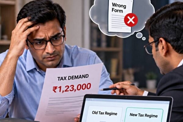 Taxpayer chose new tax regime, but consultant filed the wrong form, triggering old regime and Rs 1.23 lakh demand; ITAT orders ITR to be processed under new tax regime and gives relief on tax demand