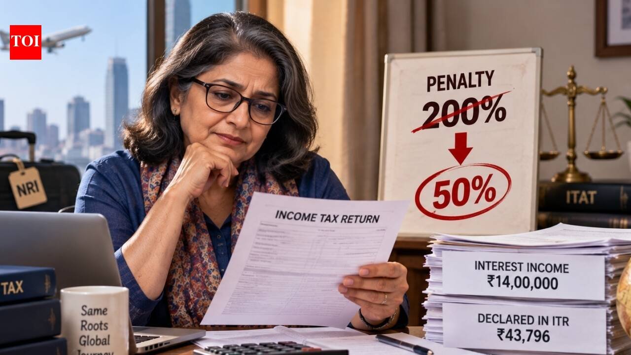 She declared Rs 43,796 income but omitted Rs 14.02 lakh interest from her ITR; tax officer imposed a 200% penalty of Rs 4.85 lakh, but ITAT cut it to Rs 1.21 lakh