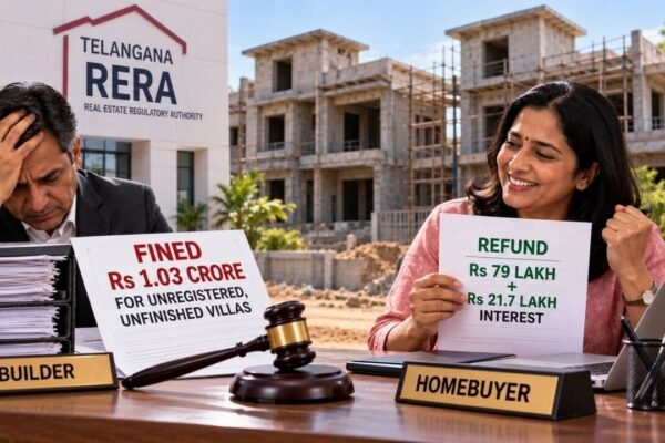 Woman paid Rs 79 lakh for a Rs 2.14 crore villa, but construction remained unfinished; Telangana RERA orders full refund with 10.7% interest and fines builder Rs 1.03 crore