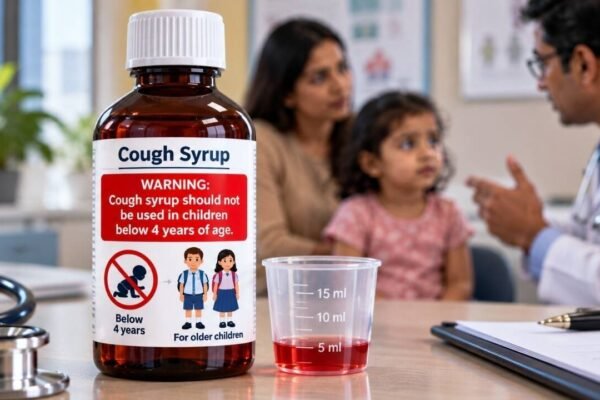 Despite a 2025 advisory against cough syrups for very young children, prescribing continued; India now weighs a red warning on bottles saying they should not be used in children under 4