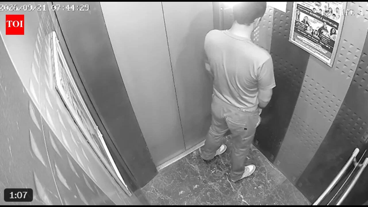 Foul smell leads to shocking discovery: Man caught urinating inside Ghaziabad lift, CCTV goes viral