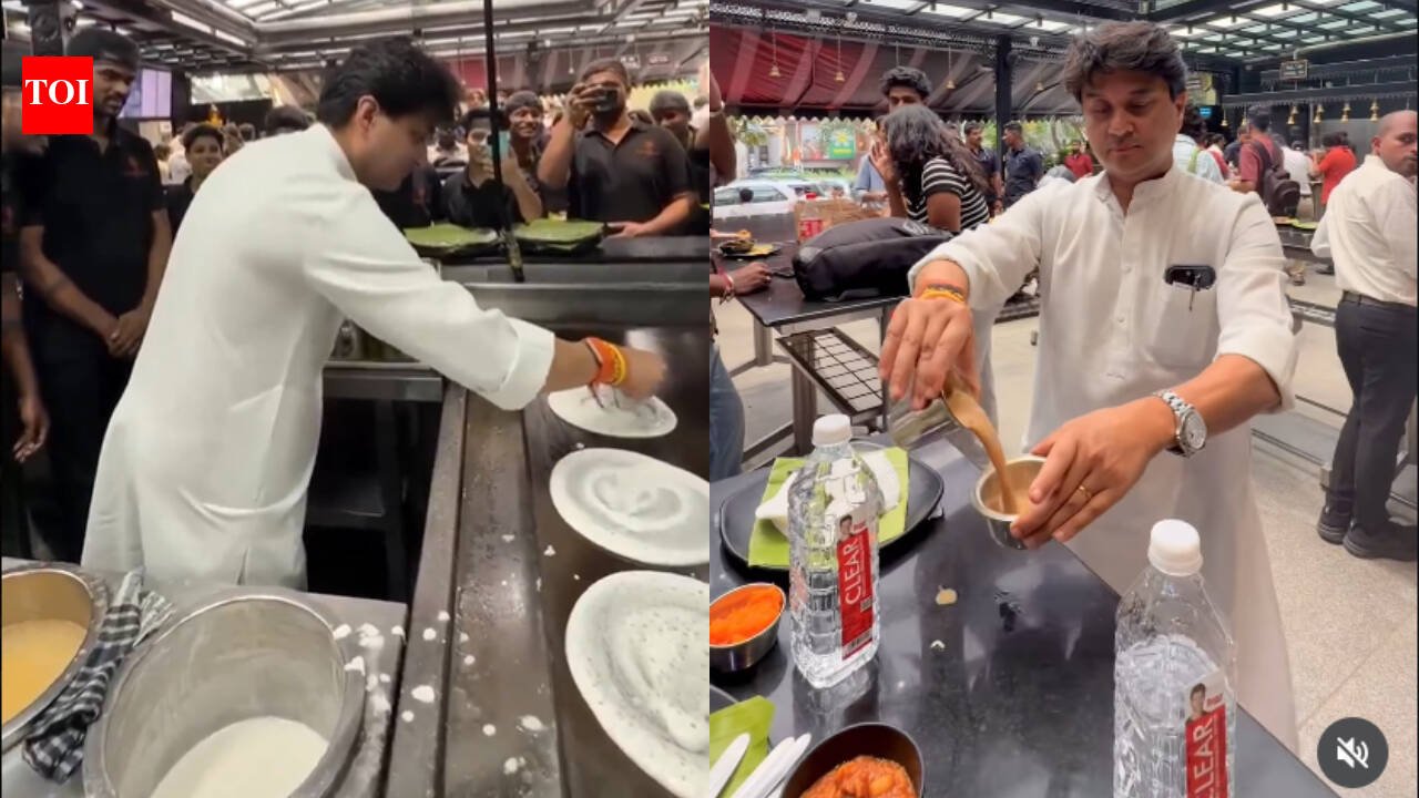 Jyotiraditya Scindia: Union Minister Jyotiraditya Scindia turns dosa chef at Bengaluru’s Rameshwaram Cafe; video goes viral