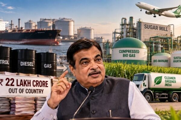 Nitin Gadkari says India is sending Rs 22 lakh crore out of country to import petrol, diesel, and gas; pushes sugar mills to make compressed bio gas, bio-manure, and sustainable aviation fuel
