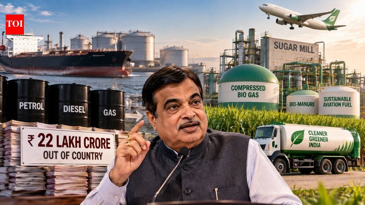 Nitin Gadkari says India is sending Rs 22 lakh crore out of country to import petrol, diesel, and gas; pushes sugar mills to make compressed bio gas, bio-manure, and sustainable aviation fuel