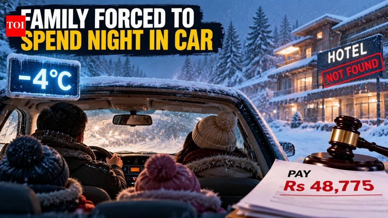 Advocate, his wife, son & daughter booked a Gulmarg hotel but on reaching discovered it did not exist, family forced to spend night in car at -4 degrees; travel portal ordered to pay Rs 48,775