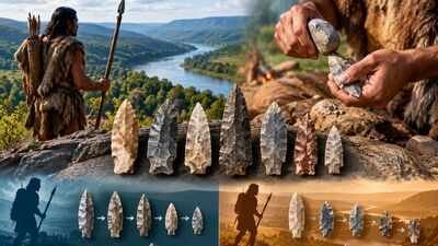 Archaeologists studied about 500 Ice Age spear points from the Tennessee River Valley; 13,200-year-old Clovis hunters resharpened theirs more than later Cumberland people, suggesting newcomers managed risk differently