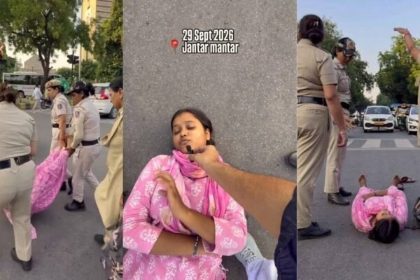“I want to hug Vijay Thalapathy then die”: Woman lies down at Delhi traffic signal near Jantar Mantar, refuses to move until Tamil Nadu CM hugs her; watch |