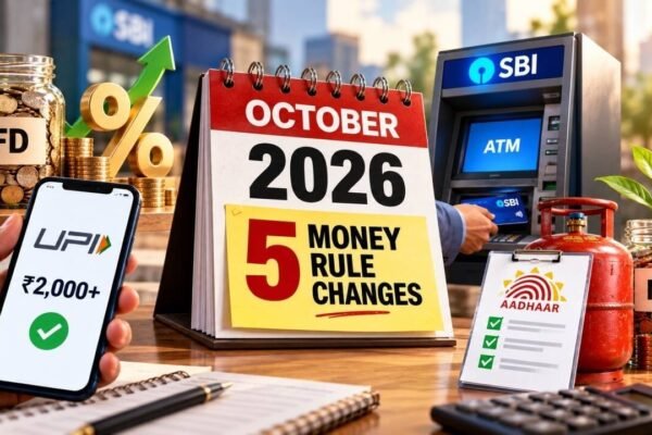 5 money rule changes from October 2026: Bulk FD rates, UPI MDR starts above Rs 2,000, SBI ATM free limit falls to 5, LPG Aadhaar-KYC & new NPS charges