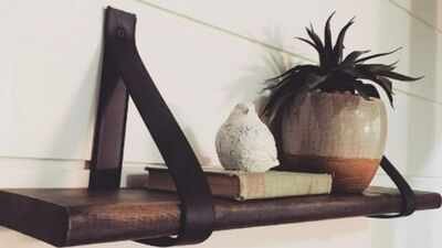 DIY Home Decor Hack: Turn old belts into stylish floating shelf brackets to save money and add style idea
