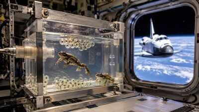In 1992, Nasa put live frogs and their eggs aboard the Space Shuttle; the eggs were fertilised and developed in microgravity﻿ |