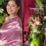 Satin: Pregnant and glowing! Mahira Khan looks breathtaking in a glossy pink satin saree with a statement diamond choker
