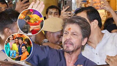 Shah Rukh Khan visits Lalbaugcha Raja with Gauri Khan and Suhana Khan to seek Lord Ganesh's blessings; joins evening aarti - Video |