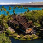 In 1994, 280 craftsmen built a Balinese estate from Indonesian ironwood and teak; dismantled and shipped to Hawaii, it was rebuilt with more than 1 million shingles and is now asking $32.5 million