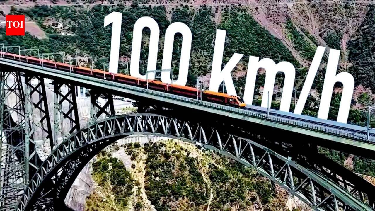 Vande Bharat crosses world’s highest Chenab and first cable-stayed Anji bridges at 100 kmph in historic milestone as Katra-Banihal speed limit rises over a year after inauguration