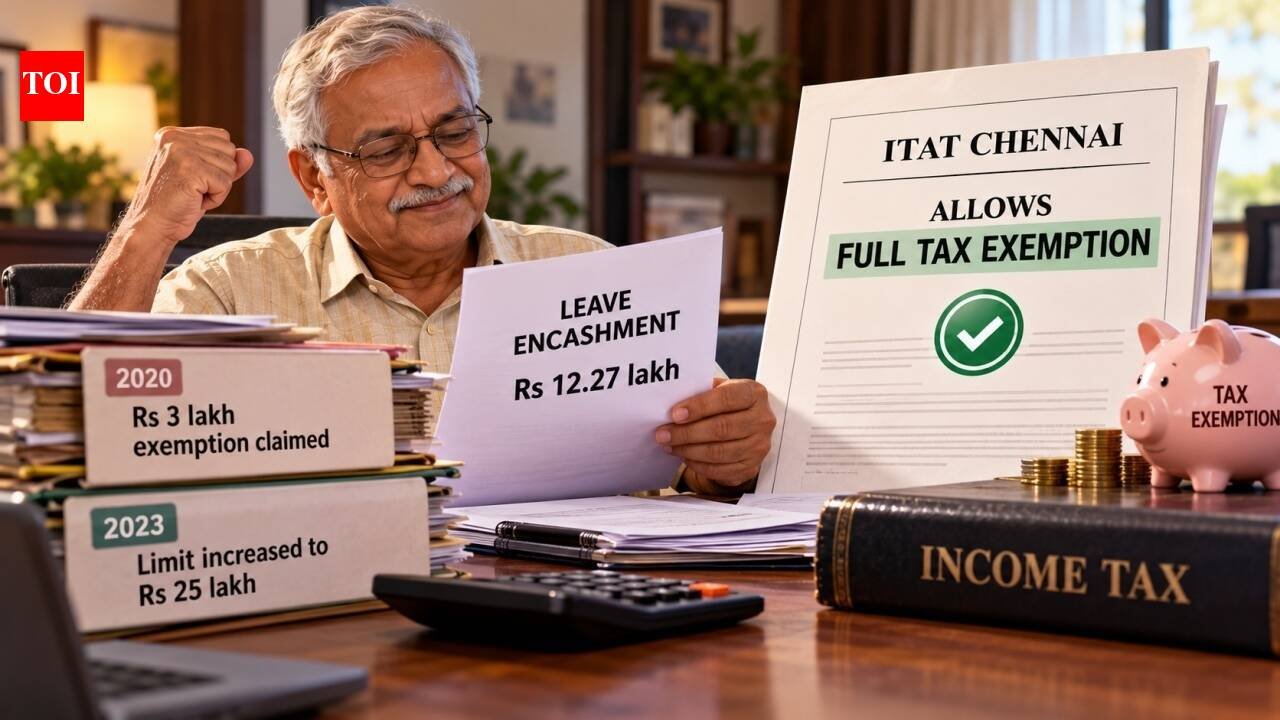 Retired bank employee got Rs 12.27 lakh leave encashment and claimed Rs 3 lakh exemption in 2020, but government later hiked limit to Rs 25 lakh in 2023; ITAT Chennai allows full tax exemption
