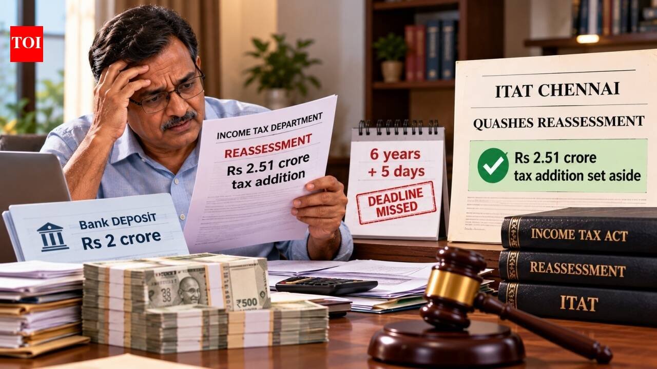 Man had Rs 2 crore bank deposit and didn’t file ITR, faced Rs 2.51 crore tax addition; ITAT Chennai quashes reassessment after Income Tax Department missed 6-year deadline by 5 days