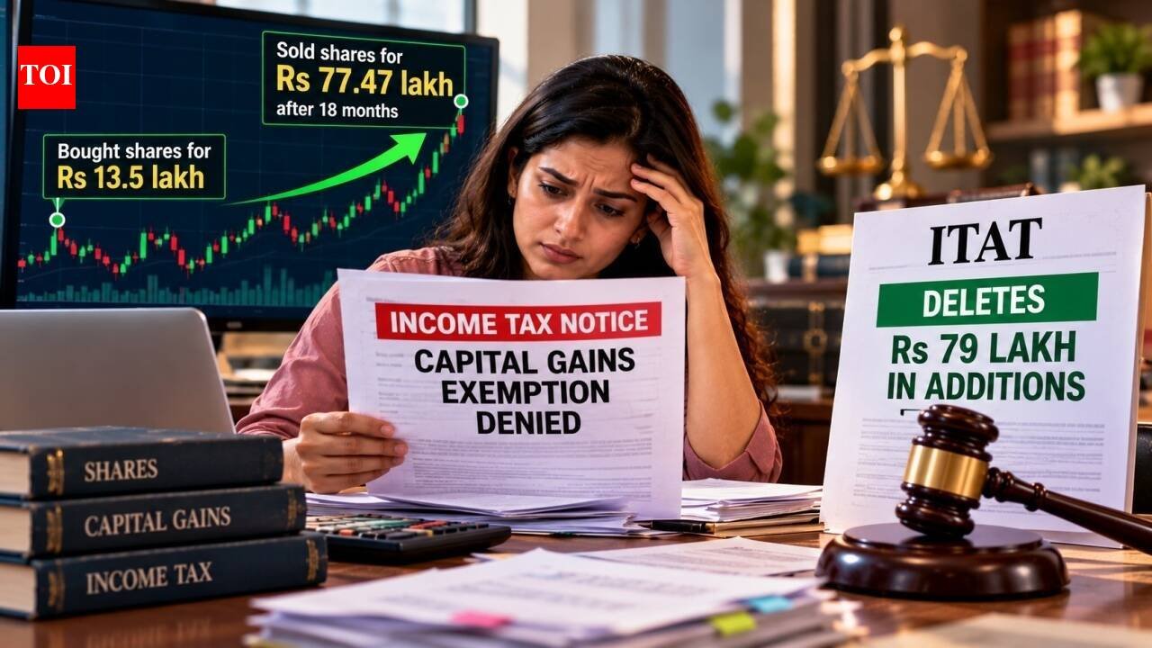 She bought shares for Rs 13.5 lakh and sold them for Rs 77.47 lakh after 18 months; taxman denied capital gains exemption, but ITAT gives relief and deletes Rs 79 lakh in additions