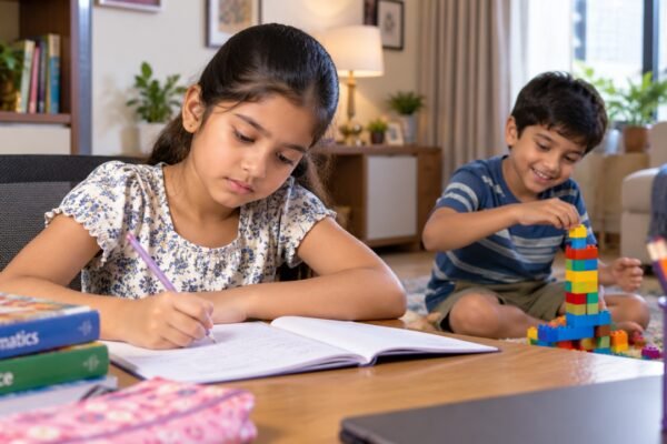Psychology says children can find it harder to concentrate when a sibling is doing something more interesting